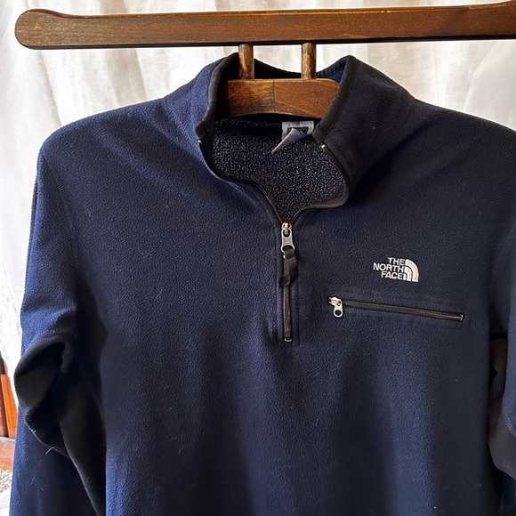Northface 1/4 zip men’s navy and black fleece size large - Picture 2 of 9